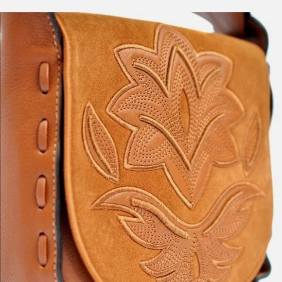 SAM EDELMAN NWOT Leather Emma Wide Crochet Strap Crossbody Shoulder Bag - Picture 2 of 6